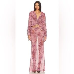 Revolve NBD Diya Top and Maxi Skirt Set in Mauve Floral